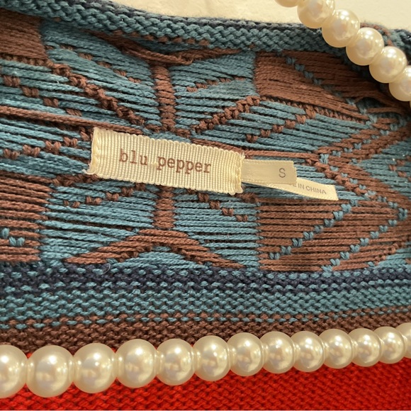 🔴BLU PEPPER TRIBAL OPEN FRONT SWEATER CARDIGAN🔴 - Picture 5 of 9